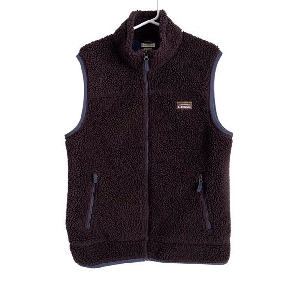 LL Bean Men’s Mountain Pile Fleece Brown Vest Outdoor Gorpcore Sherpa Medium - Picture 8 of 8